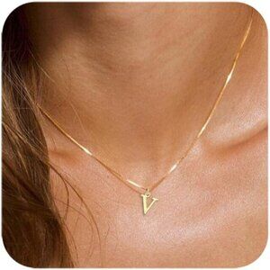 Elegant 14K Gold Plated Initial Necklace for Women - A-Z Pendant Charm